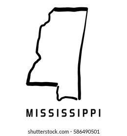Mississippi state map outline - smooth simplified US state shape map vector.