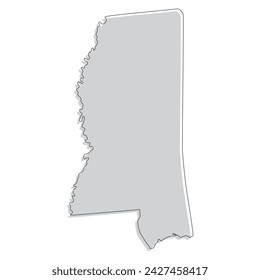 Mapa del estado de Mississippi. Mapa del estado de Mississippi en Estados Unidos.