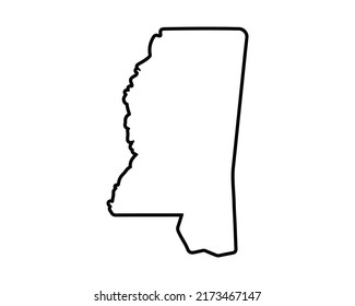 Mississippi state map. US state map. Mississippi outline symbol. Vector illustration