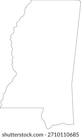 Mapa de vetor simples de contorno de estado do Mississippi Minimalista