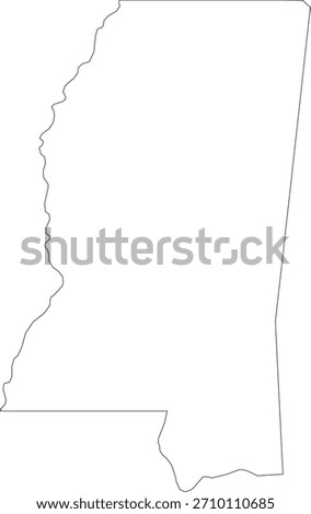 Mississippi State Outline Simple Vector Map Minimalist