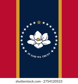 Mississippi state square flag. Part of The United States of America. Clean design for print, web, or educational use. Vector illustration.