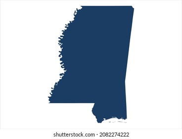 Mississippi State of USA map vector illustration on white background