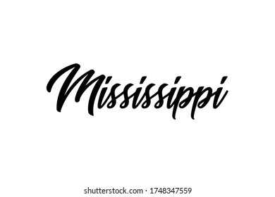 Mississippi, text design. Vector calligraphy. Typography poster. Usable as background