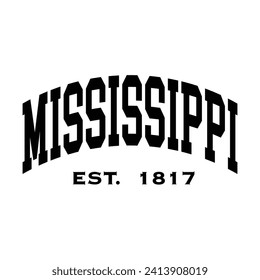 Mississippi typography design for tshirt hoodie baseball cap jacket and other uses vector