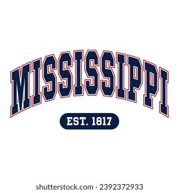 Mississippi  typography design vector, usa state shirt design vector. Jersey design vector, T-shirt design for usa 