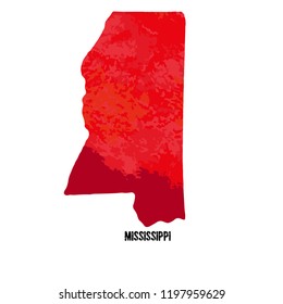 Mississippi. United States Of America. Vector illustration. Watercolor texture. 