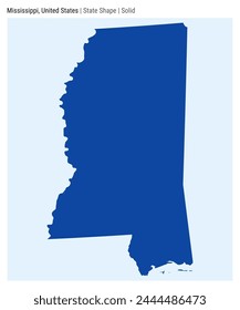 Mississippi, Estados Unidos. Mapa de Vector simple. Forma Estado. Estilo sólido. Frontera de Mississippi. Ilustración vectorial.