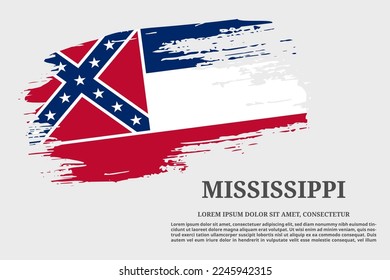 Mississippi US flag grunge brush and text poster, vector