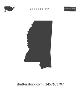 Mississippi US State Blank Vector Map Isolated on White Background. High-Detailed Black Silhouette Map of Mississippi.