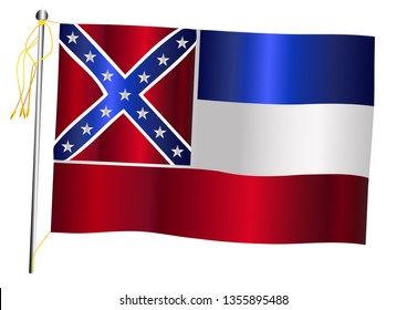 The Mississippi US state flag set against against a white background.