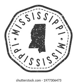 Mississippi, USA Map Stamp Retro Postmark. Silhouette Postal Passport. Seal Round Vector Icon. Badge Vintage Postage Design.