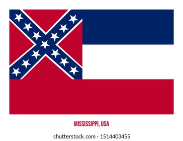 Mississippi (USA State) Flag Vector Illustration on White Background. Flag of the United States of America.