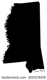 Mississippi vector black map silhouette