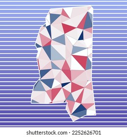 Ilustración vectorial de Mississippi. Diseño Mississippi sobre fondo de rayas de gradiente. Tecnología, internet, red, concepto de telecomunicaciones. Ilustración vectorial atractiva.