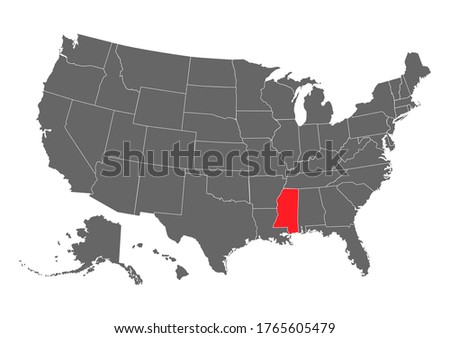 mississippi vector map. High detailed illustration. United state of America country
