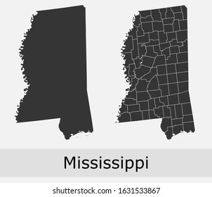 Mississippi vector maps counties, townships, regions, municipalities, departments, borders