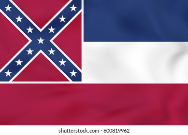 Mississippi waving flag. Mississippi state flag background texture.Vector illustration.