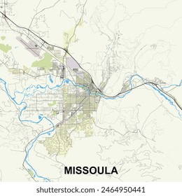 Missoula, Montana, United States map poster art