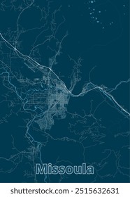 Missoula, Montana, USA artistic blueprint map poster