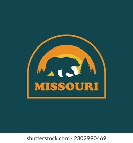 Missouri bear vintage logo vector concept, icon, element, and template for company. Travel, explore, adventure logo.