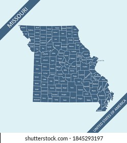 Missouri counties map vector outlines