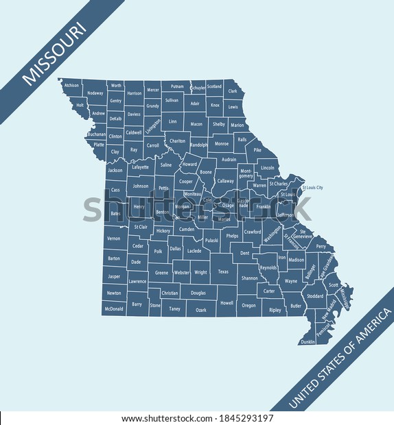 Missouri Counties Map Vector Outlines Stock Vector (Royalty Free ...