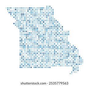 Missouri Dot Map. Us State Digital Style Shape. Missouri vector image. Us State shape blue circular dots. Modern vector illustration.