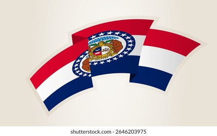 Missouri Flag in Abstract Ribbon Shape, National Symbol of the Missouri. This vector is ideal for use in national events, Independence Day, international sports competitions.