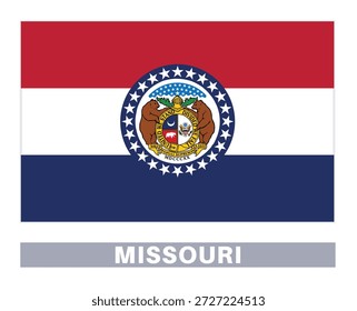Bandera de Missouri. Banderas del Estado americano en colores y proporciones oficiales