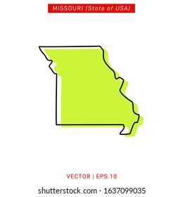 Missouri Green Map Vector Design Template