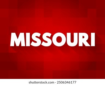 Missouri is a landlocked state in the Midwestern region of the United States, text concept background