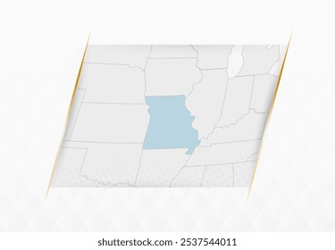 Mapa do Missouri em azul com sotaques moldados em ouro. Mapa Vetorial Moderno de Missouri. Ilustração de vetor.