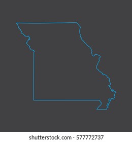 Missouri Map Blue Outline Stroke Line Stock Vector (Royalty Free