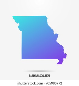 Missouri map border with purple,turquoise gradient. Vector illustration