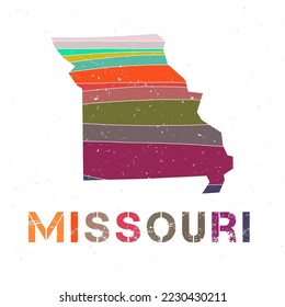 Missouri map design. Shape of the US state with beautiful geometric waves and grunge texture. Astonishing vector illustration.