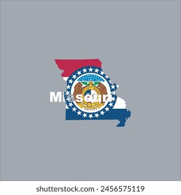 Missouri map and flag color design on gray background