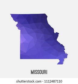 Missouri map in geometric polygonal,mosaic style.Abstract tessellation,modern design background,low poly. Geometric cover, mockup. Vector illustration.