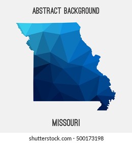 Missouri map in geometric polygonal,mosaic style.Abstract tessellation,modern design background,low poly. Vector illustration.