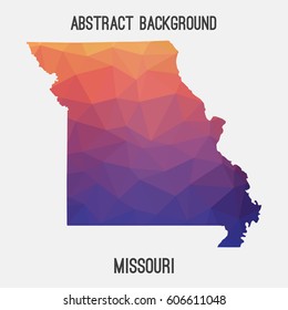Missouri map in geometric polygonal,mosaic style.Abstract tessellation,modern design background,low poly. Vector illustration.