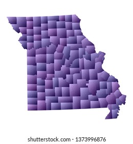 Missouri map. Geometric style US state outline with counties. Classy violet vector illustration.