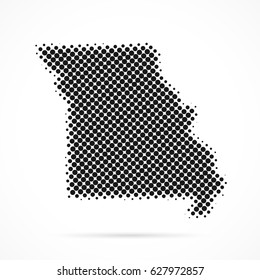 Missouri map in halftone. Dotted illustration isolated on a white background. Vector illustration.