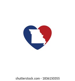 Missouri Map And Heart Logo Design Template