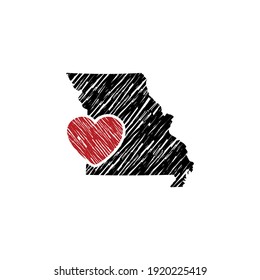 Missouri Map And Heart Logo Design Template 
