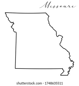 Missouri map high quality vector. American state simple hand made line drawing map