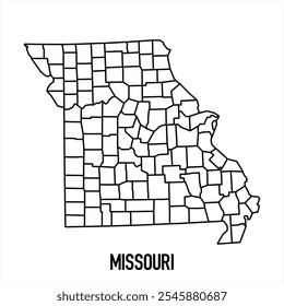 Missouri map icon isolated on white background. Outline map. Simple line icon. Vector illustration