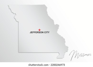 Missouri map isolated on white background, 3d rendering 