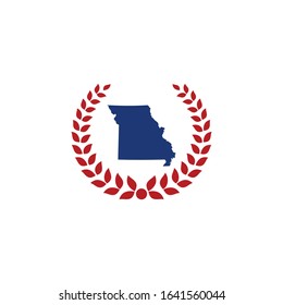 Missouri Map And Laurel Wreath Logo Design Template