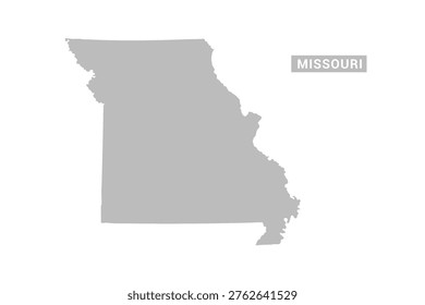 Missouri map - Minimal Flat Vector Illustration in Black and Gray, Isolated on White Background, Ideal for Infographics, Educational Use, Reports, and Presentations.