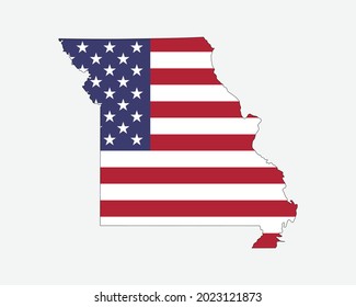 Missouri Map on American Flag. MO, USA State Map on US Flag. EPS Vector Graphic Clipart Icon